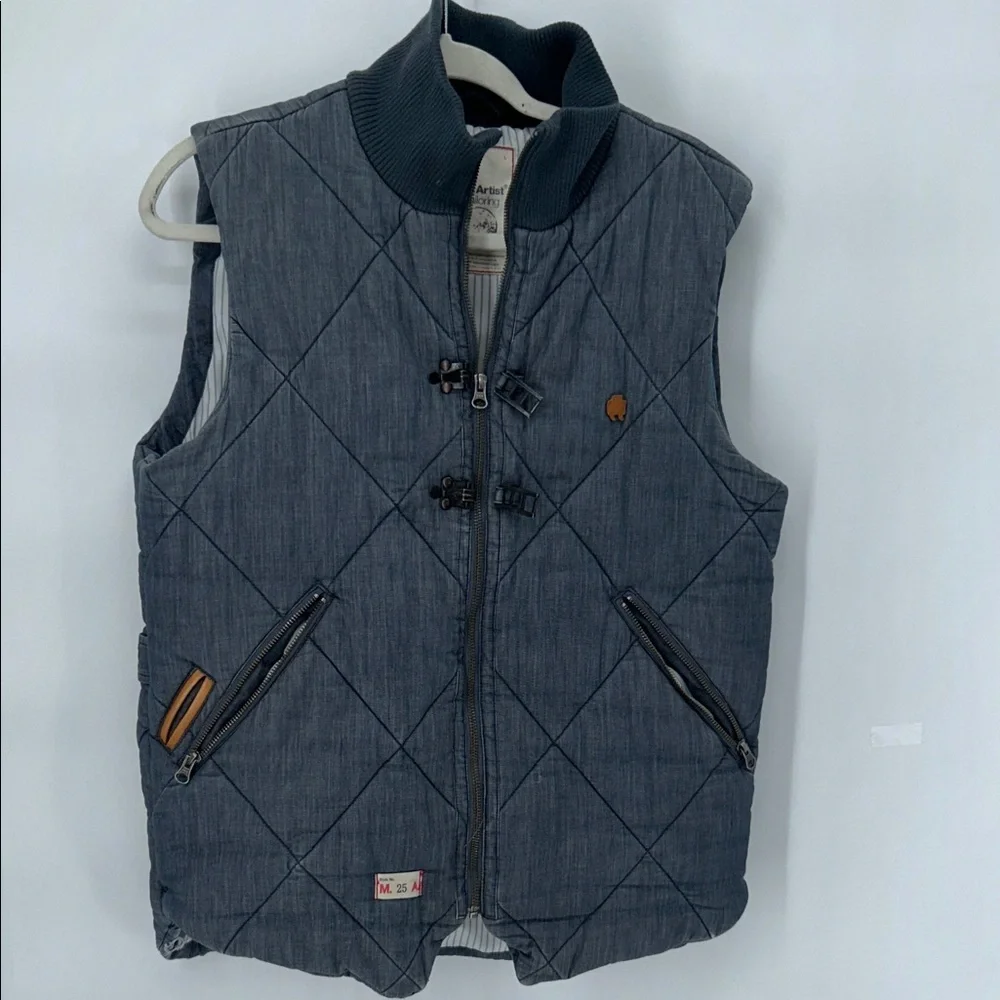 Marshall Artist Quilted Gilet Vest Blue Cotton Zip Men’s L